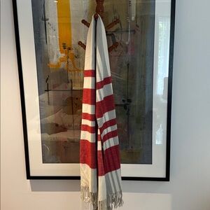 Red and White Striped Scarf